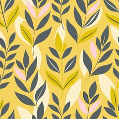 pattern, seamless, leaf, wallpaper, vector, design, floral, flower, texture, art, illustration, nature, decoration, leaves, spring, plant, ornament, tree, vintage, decor, fabric, textile, summer, draw