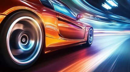 Fototapeta premium Futuristic cinematic racing on high-speed, adrenaline-pumping circuits background wallpaper AI generated image