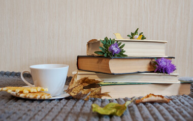 autumn coffee books retro