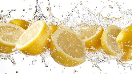 fresh delicious lemons splash 