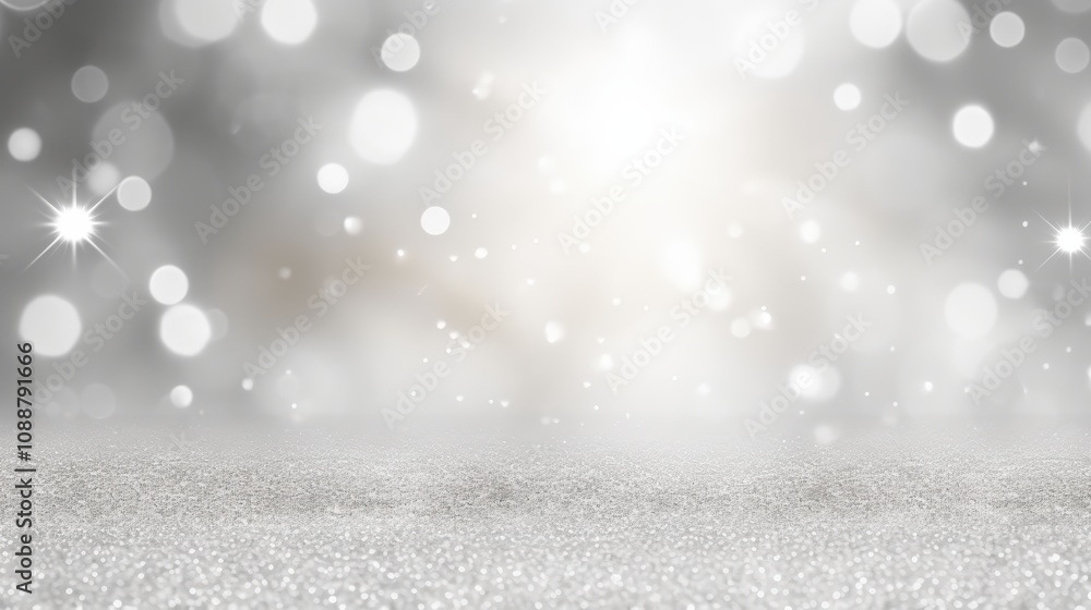 Poster silver glittering background with soft bokeh lights ideal for abstract themes and event promotions f