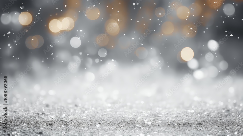 Poster captivating silver glitter background with bokeh lights creating a magical atmosphere for festive an