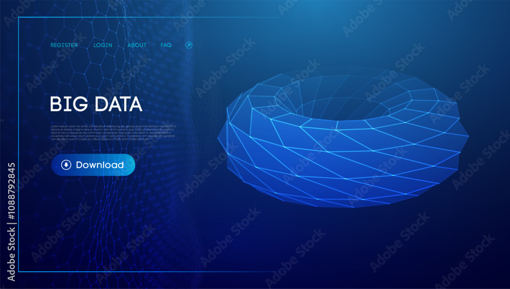 Aufkleber torus tech chain link. geometric background big data. vector perspective grid digital network. futur