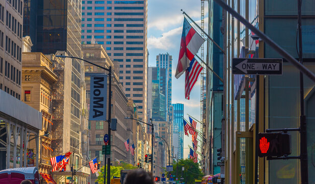 MoMA sign in 5th Avenue in Manhattan