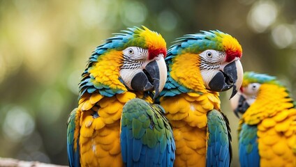 Obraz premium Blue and Yellow Macaw on Blurred Surface