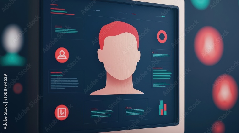Poster cyberbullying protection concept, modern digital interface showing user profile with positive reinfo