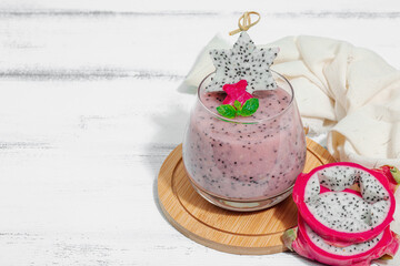 Pitaya smoothie, healthy detox drink. Trendy beverage, useful breakfast idea