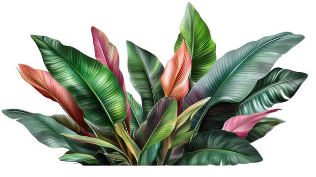 colorful tropical leaves, detailed, vibrant, botanical clip art preview