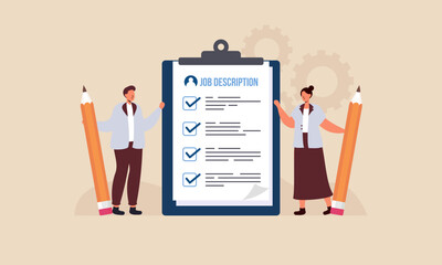 Job duties and responsibilities, job description, qualifications and requirements concept