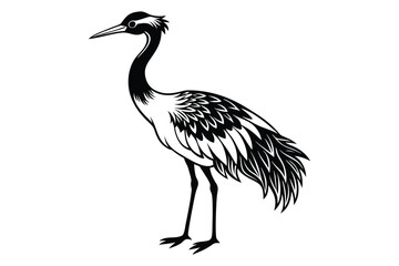 crane bird animal silhouette vector icon on a white background