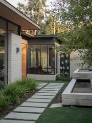 Modern Contemporary Home with Floor-to-Ceiling Windows and Beautiful Landscaping