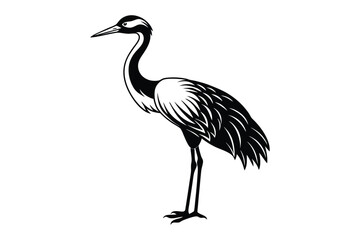 crane silhouette isolated on white background