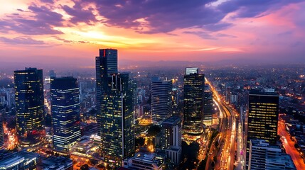 Fototapeta premium Cityscape at Sunset