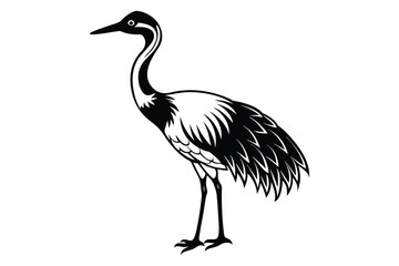 crane silhouette isolated on white background
