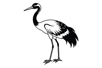 crane silhouette isolated on white background