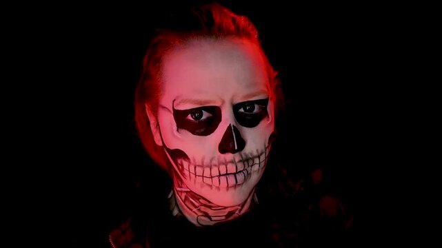 Model wearing makeup reminiscent of an American Horror Story character - Tate Langdon
