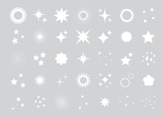 Set of lighting effects. Magical sparkles, sparkle, glow.Star icon, shine icon, sparkle, magic, doodle, twinkle, silhouette.Glow abstract light effects.Glittering stardust.Shine, sparkle vector doodle