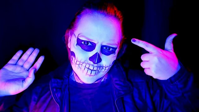 Model wearing makeup reminiscent of an American Horror Story character - Tate Langdon