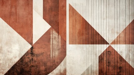 Abstract geometric art with textured brown and white triangles.