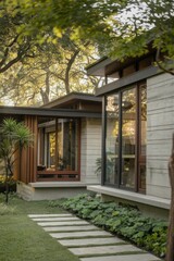 Modern Contemporary Home with Floor-to-Ceiling Windows and Beautiful Landscaping