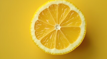 Ripe wedge of yellow lemon citrus fruit