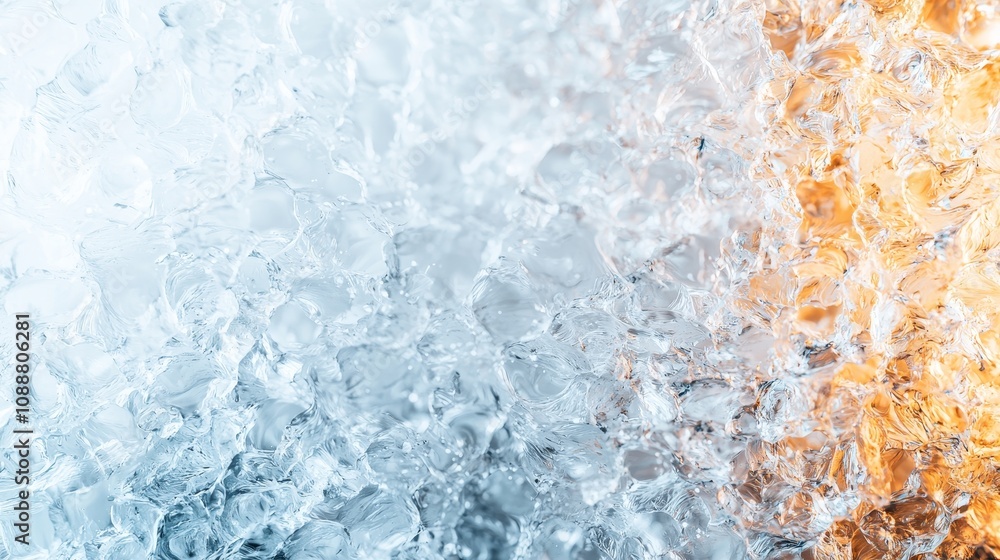 Poster stunning close-up of ice and water texture capturing the contrast between clear and frosted surfaces