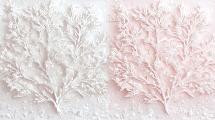 Obraz premium Intricate white relief of flora a stunning contrast of nature's beauty captured in textured artistry
