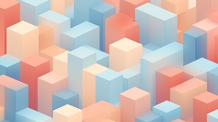 Abstract Geometric Isometric Backdrop with Repetitive Building Blocks in Pastel Colors