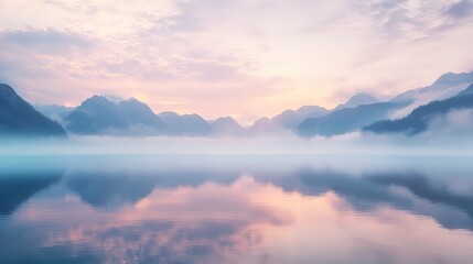 Fototapeta premium Misty landscapes: enigmatic beauty in the fog