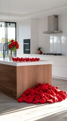 Modern kitchen. Valentines day concept