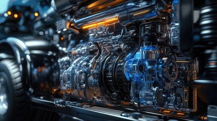Fototapeta premium Close-up of a powerful, detailed engine.