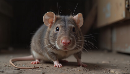 Gray Rat Looking into Camera Close-Up