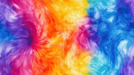 Obraz premium Seamless pattern of tie-dye swirls in bright rainbow gradients with marbled textures for a vibrant effect