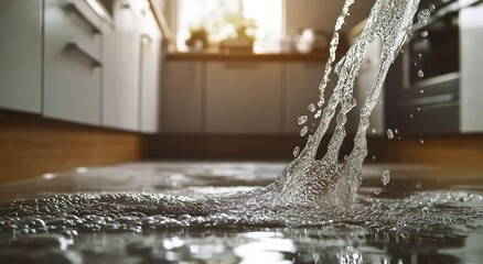 Water flowing out of a pipe in the kitchen