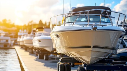 Boat for Sale:Ready for Your Next Adventure.Concept of Recreational boating,water sports,outdoor lifestyle,second-hand market,Boat dealerships,marine repair,boat storage,online marketplaces for boats.