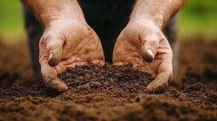 Farmer Analyzing Soil with Digital Sensor for Sustainable High Tech Farming