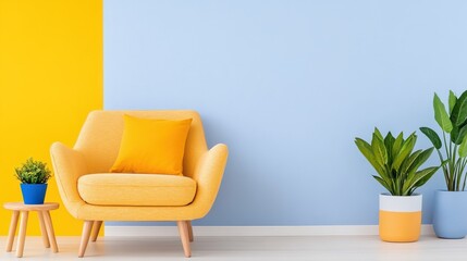 Stylish Living Room with Indoor Plants and Wall Art