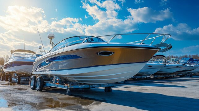 Boat for Sale:Ready for Your Next Adventure.Concept of Recreational boating,water sports,outdoor lifestyle,second-hand market,Boat dealerships,marine repair,boat storage,online marketplaces for boats.