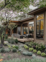 Modern Contemporary Home with Floor-to-Ceiling Windows and Beautiful Landscaping