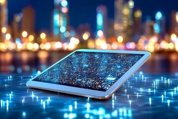 A high-definition shot of ad impressions, clicks, and conversions data displayed on a tablet