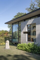 Modern Contemporary Home with Floor-to-Ceiling Windows and Beautiful Landscaping