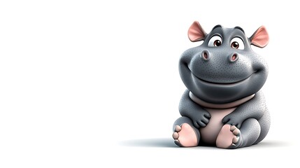 Fototapeta premium Playful Cartoon Pygmy Hippopotamus Character
