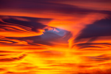 Lenticular clouds at sunset Amazing natural phenomena