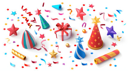 Confetti icon new year isometric Cartoon 3D