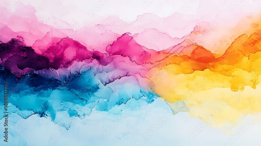 Poster vibrant abstract digital painting with flowing colorful movement and textured patterns