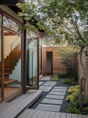 Modern Contemporary Home with Floor-to-Ceiling Windows and Beautiful Landscaping