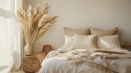 Beautiful Colored Mockup Bedroom Interior Blank Poster Decoration Art Background Image, generative AI
