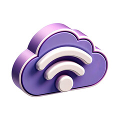 3D Cloud Signal Icon for Wireless Connectivity