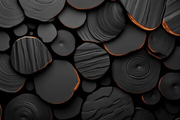 Realistic stone-textured circles layered in grayscale, creating a rugged, natural abstract background