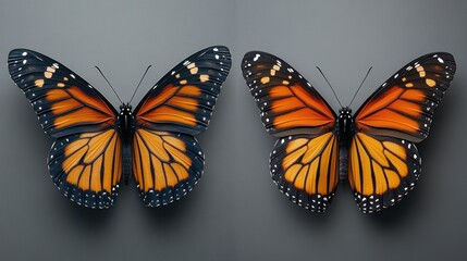Fototapeta premium Two Monarch Butterflies Display